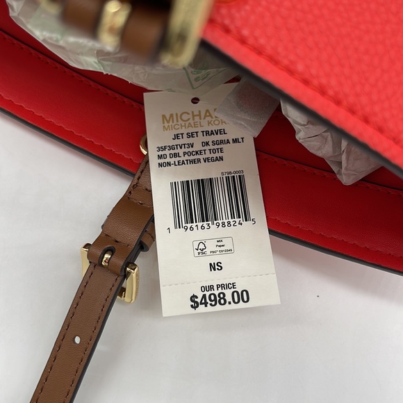 Michael Kors Medium Double Packet Pebbled Leather Tote Bag - Picture 12 of 12